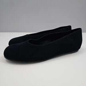 NEW Eileen Fisher Una 2 Flat Womens 10 Black Suede Slip On Hidden Wedge Comfort